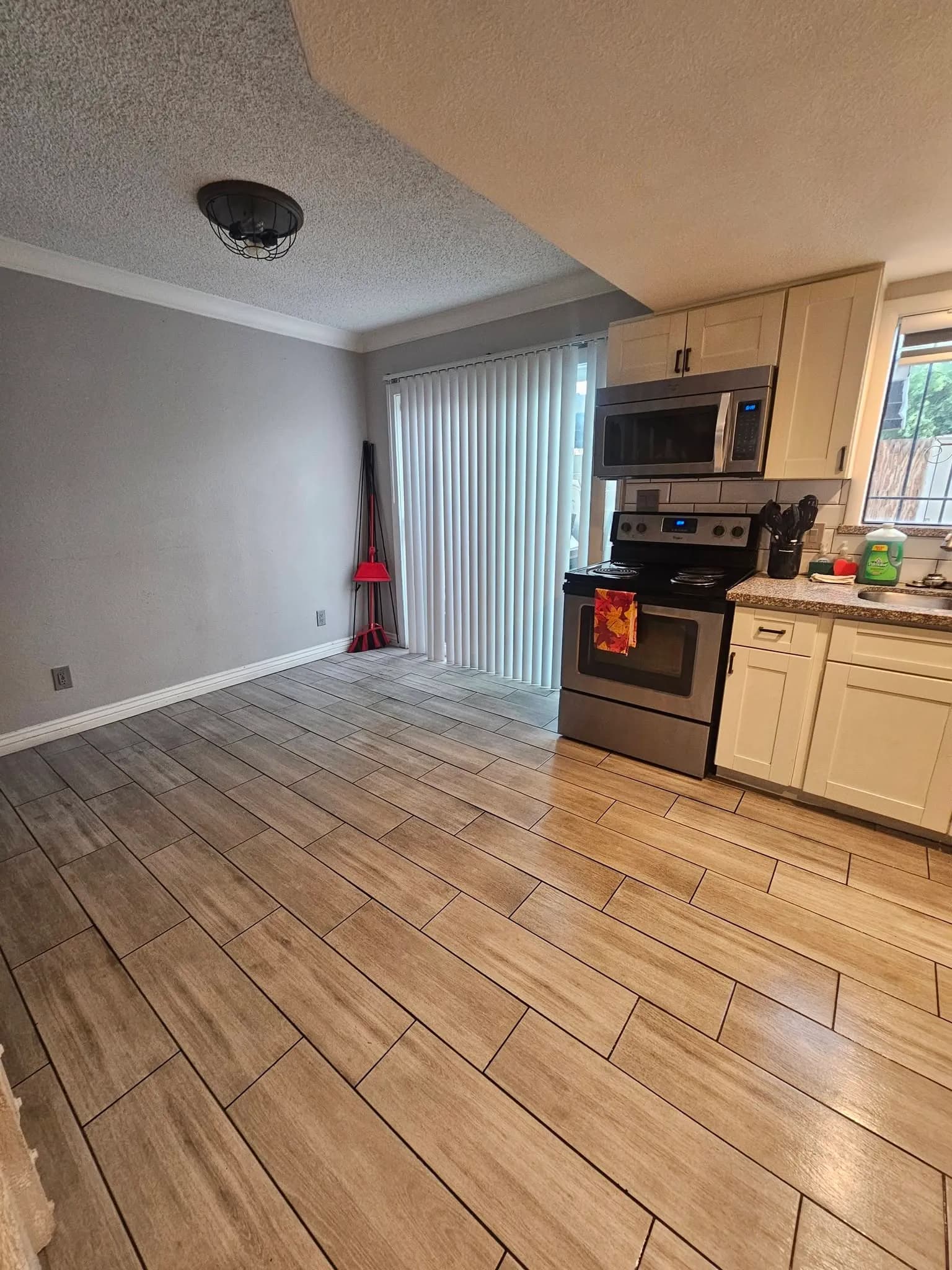 Unfurnished dining area and kitchen